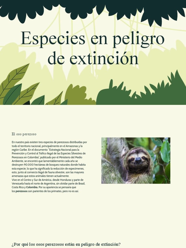 ESPECIES EN PELIGRO DE EXTINCIÓN | PDF | Especie en peligro | Deforestación