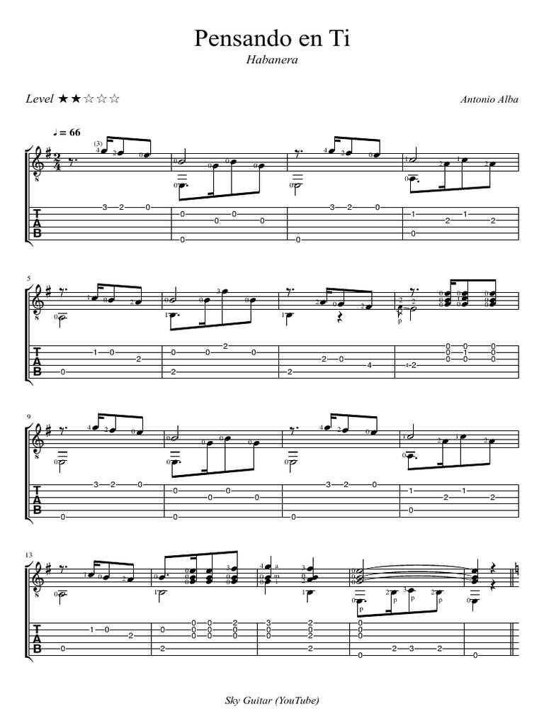 Pensando En Ti Sky Guitar 150 L2 Tab Pdf