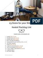 Hostel Packing List