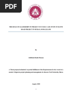 The Role of Leadership On Project Success: Case Study in Hawd Road Project in Burao, Somaliland
