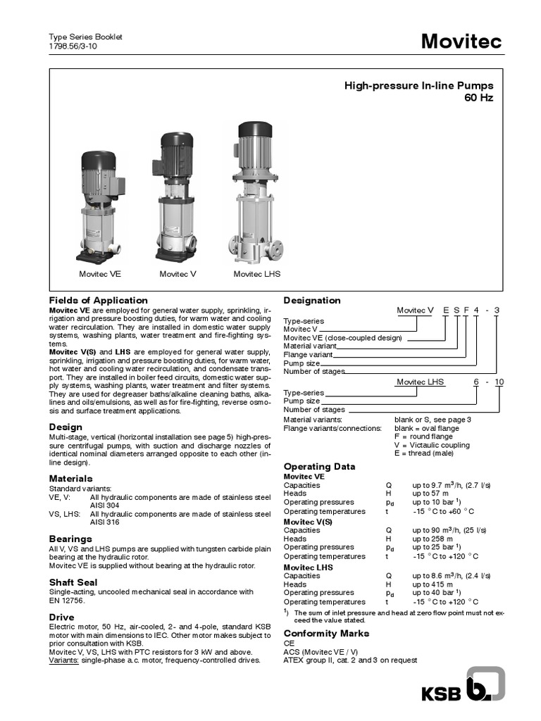 High Pressure Movitec Pumps PDF Pump Electric Motor