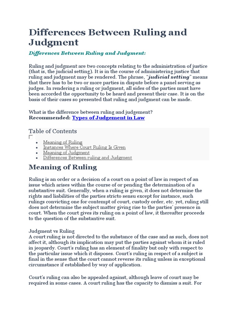 RULING SIMPLE DEFINITION intelligence overview