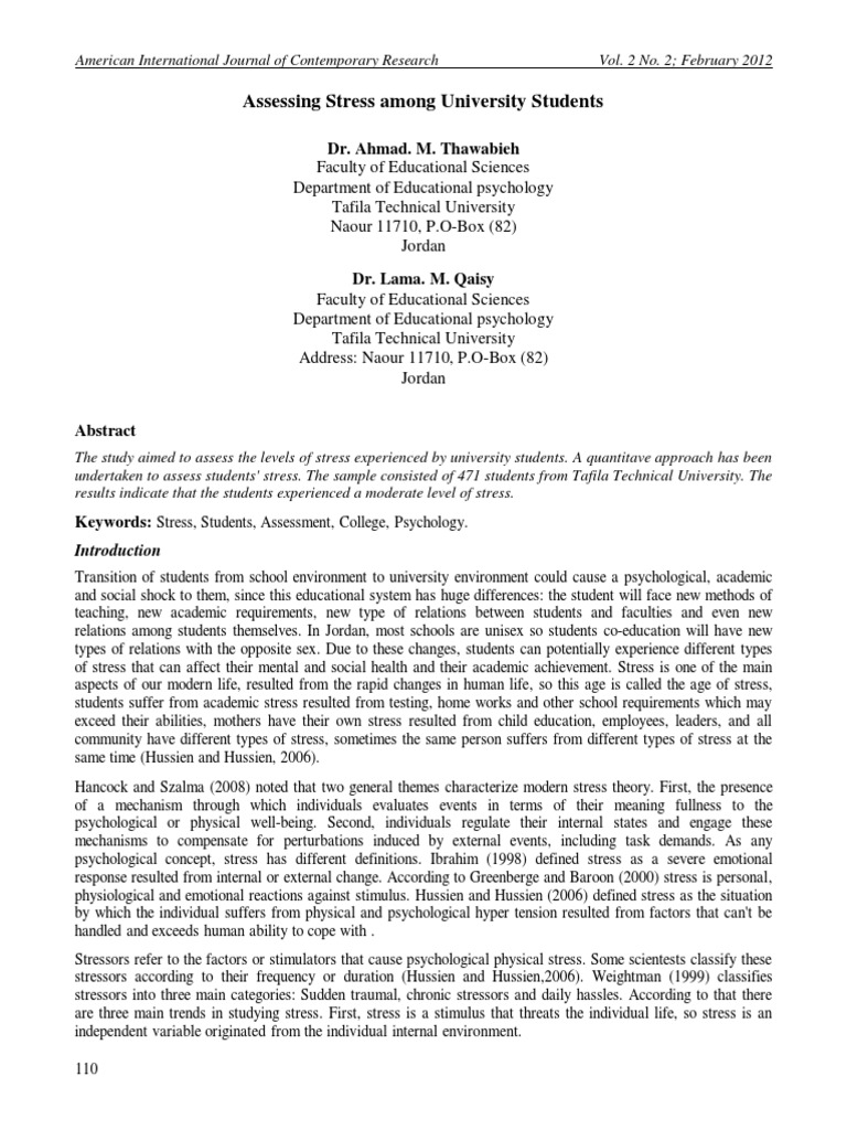 Assessing Stress Among University Students | PDF
