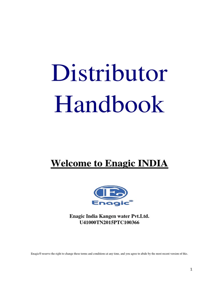 Enagic Distributor Hand Book PDF Payments Cheque
