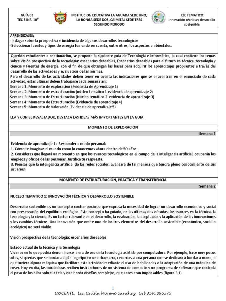 Guia 3 Informatica 10° | PDF | Informática