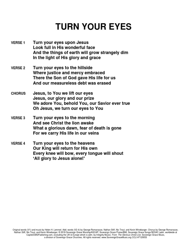 Turn Your EyesLyrics PDF