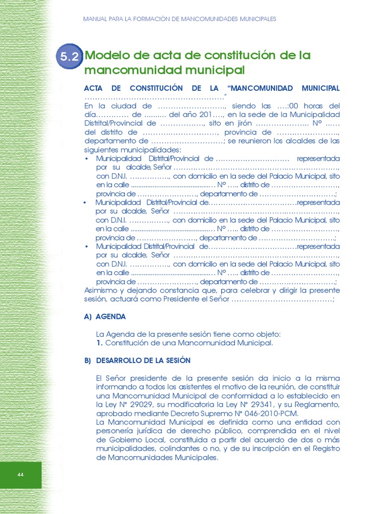 Acta de Mancomunidad | PDF | Gobierno local | Alcalde