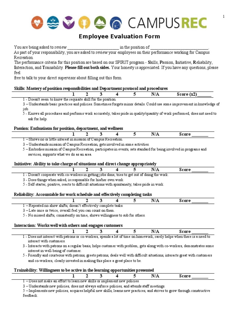 Employee Work Evaluation Form Pdf Cognitive Science Learning