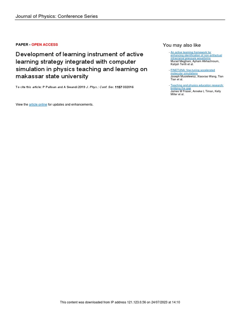Development of Learning Instrument of Active Learning | PDF ...