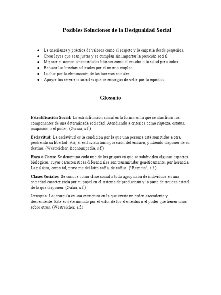 Soluciones a la Desigualdad Social | PDF