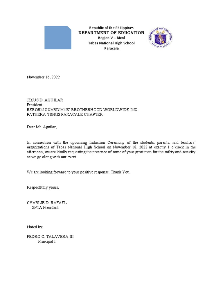 Letter for Tanod PDF