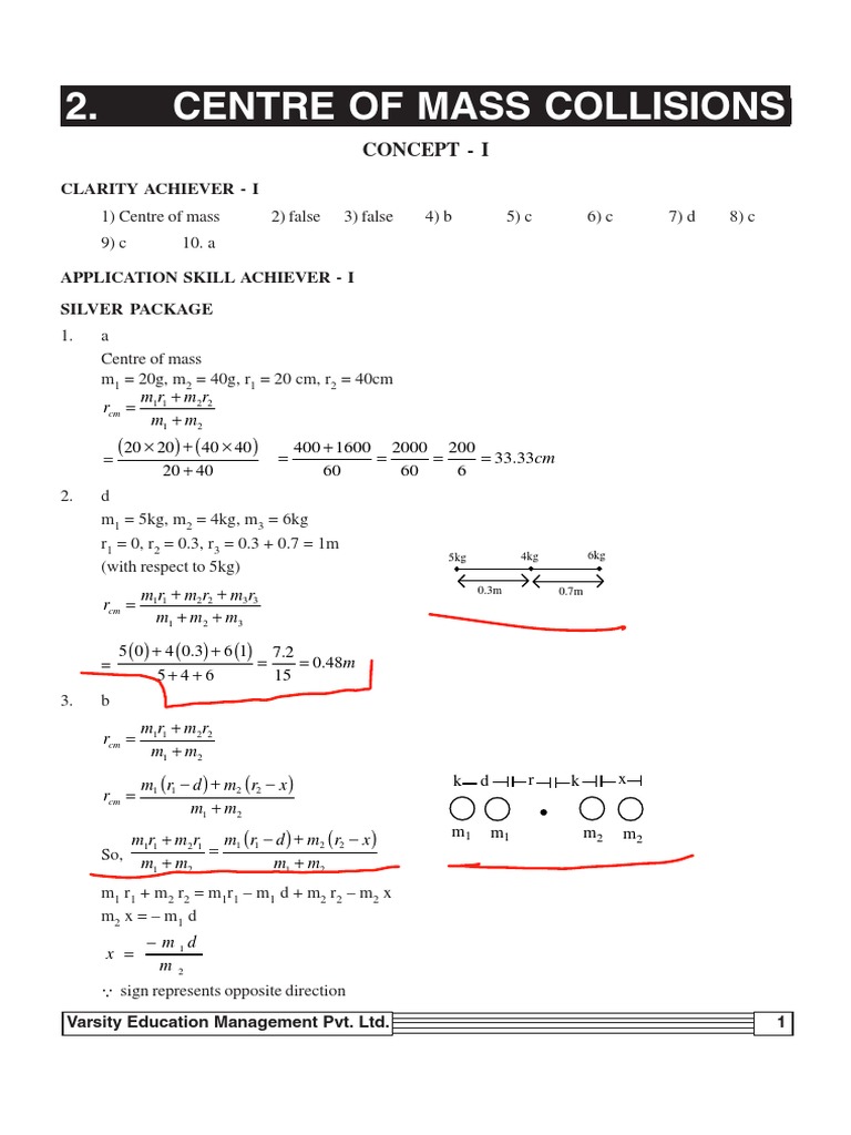 Centre of Mass Collisions (VIII Class) | PDF