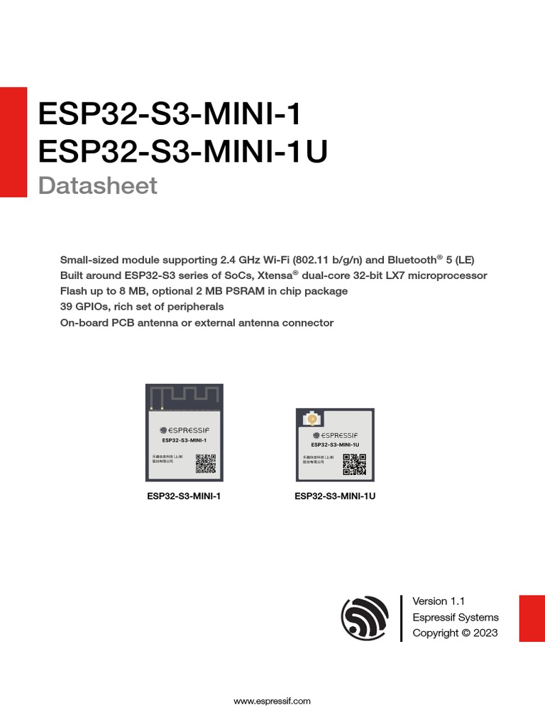 Esp32 s3 Mini 1 - Mini 1u - Datasheet - en | PDF | Microcontroller ...