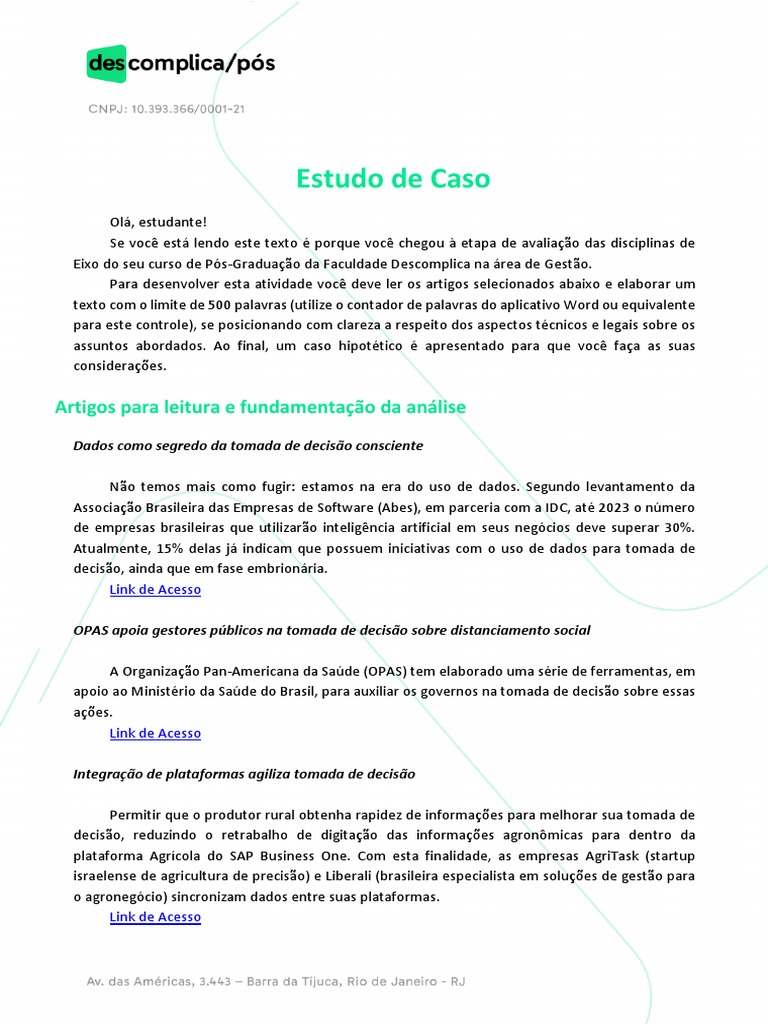 Estudo de Caso 3 - Gestão | PDF