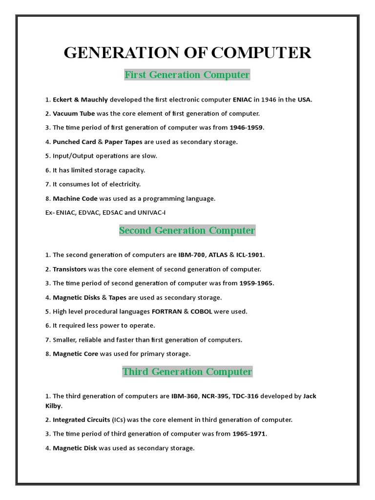 Generation of Computer | PDF | Computer Data Storage | Office Work