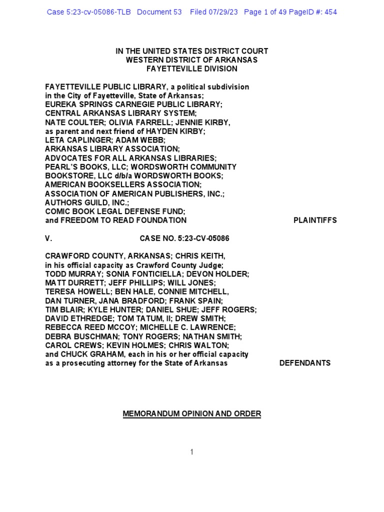 Judge Blocks Arkansas Law That Allows Librarians To Be Charged For