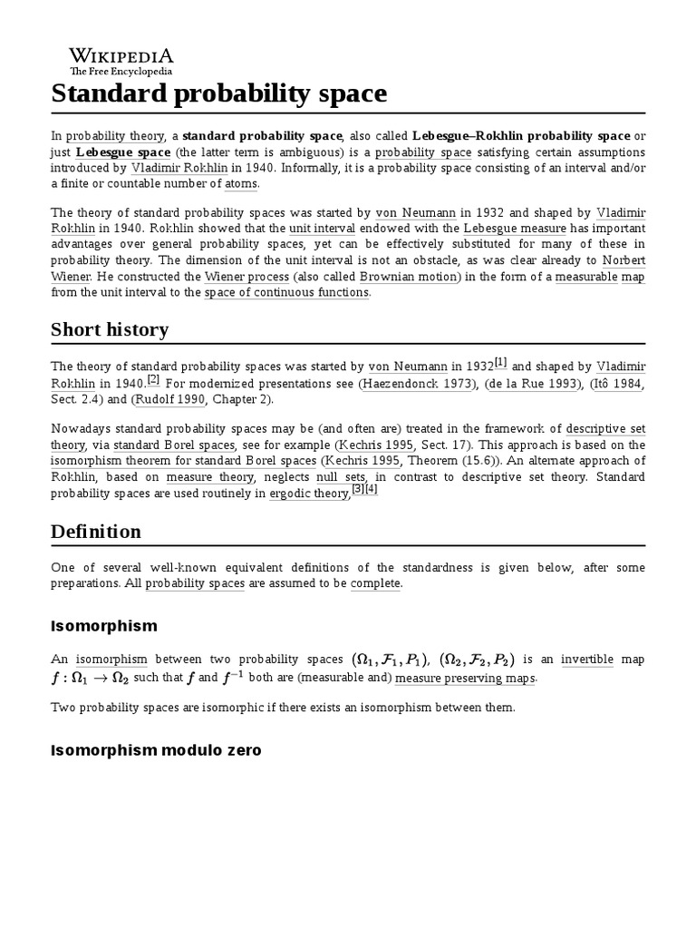 Standard Probability Space Overview | PDF | Measure (Mathematics ...