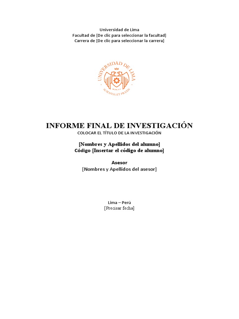 Plantilla Informe Final | PDF | Investigación cuantitativa | Método ...