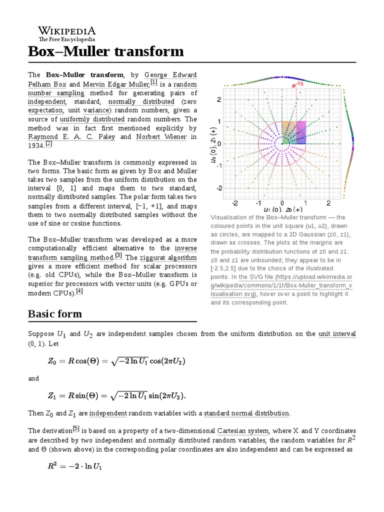 Box-Muller Transform for Gaussian Sampling | PDF | Statistical Theory ...