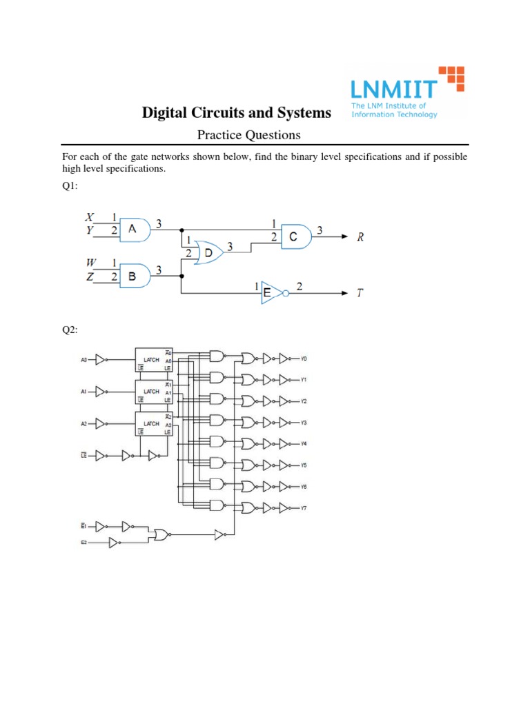 Digital Circuits Practice Questions | PDF