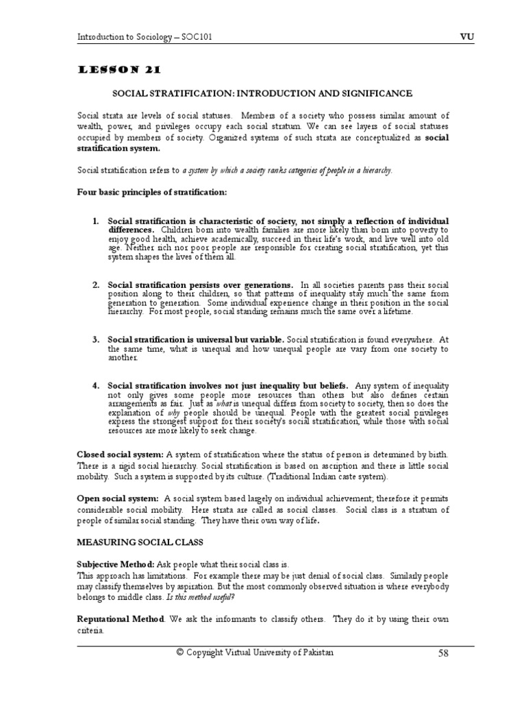 VU SOC 101 Lesson No 21 PDF