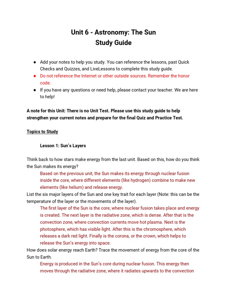 Astronomy Study Guide: The Sun | PDF