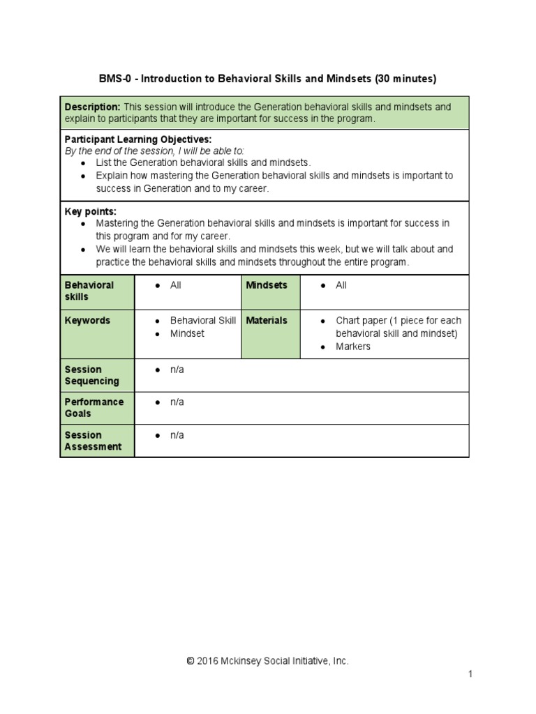 Introduction to Behavioral Skills | PDF | Mindset | Brainstorming