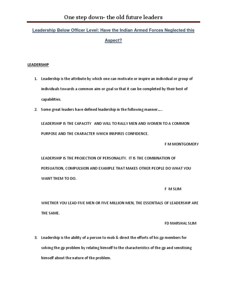 Leadership Development Below Officer Rank | PDF | Officer (Armed Forces ...