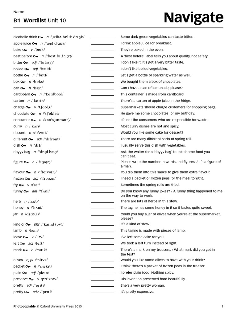 Unit 10 Wordlist | PDF | Taste | Asian Cuisine