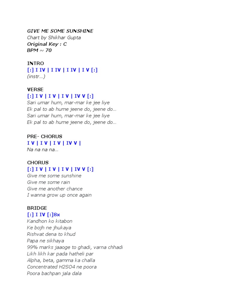 give-me-some-sunshine-chords-pdf
