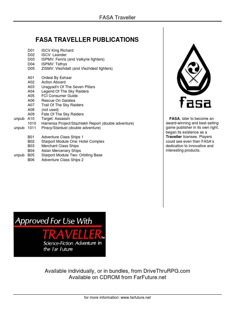 Traveller GuideToFASATraveller | PDF