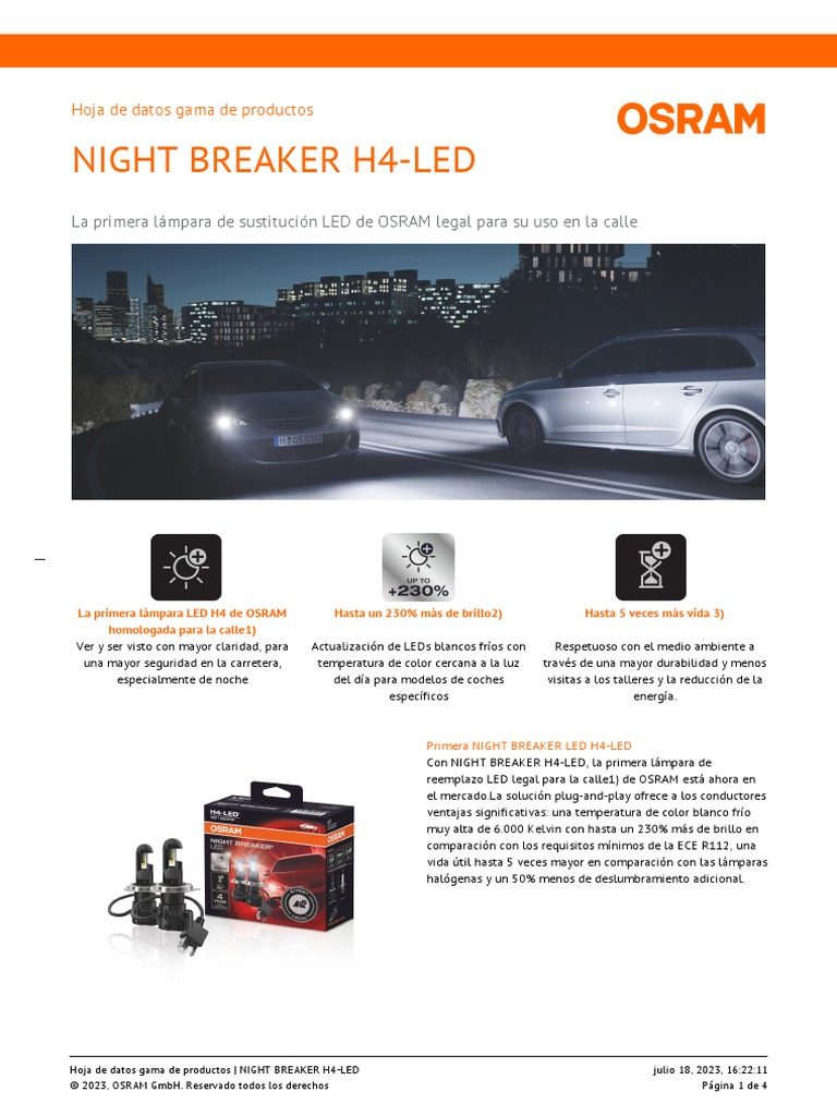GPS01 3695161 Night Breaker H4-Led, PDF, Diodo emisor de luz