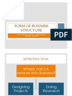 Form of Business Structure: Sole Proprietorship, Partnership, Private Limited