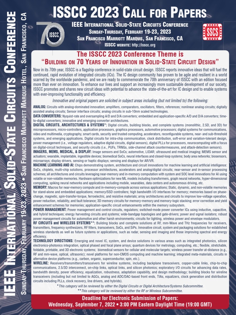 ISSCC 2023 Call for Papers Deadline | PDF