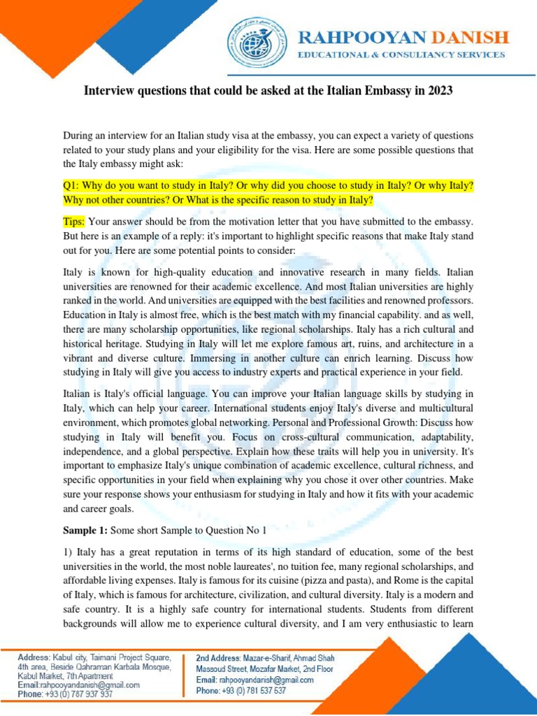 Italian Interview-1 | PDF