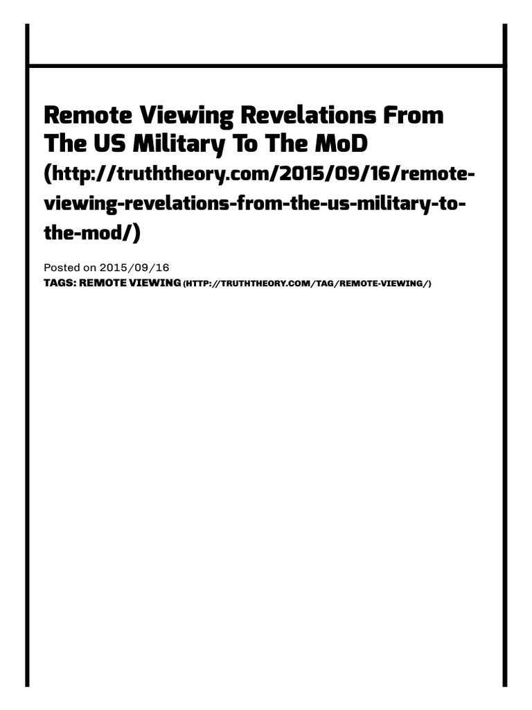 Remote viewing revelations truththeory pdf