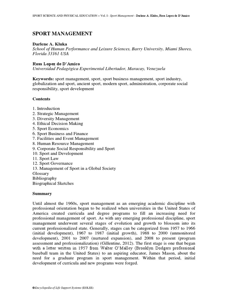 EXAM #1 Study Guide - SPMG 1010-A - Introduction To Sport Management