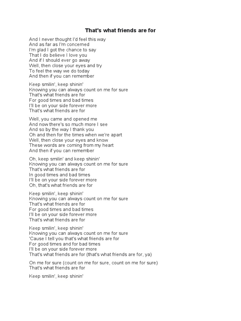 That's What Friends Are For Lyrics | PDF | Self-Improvement