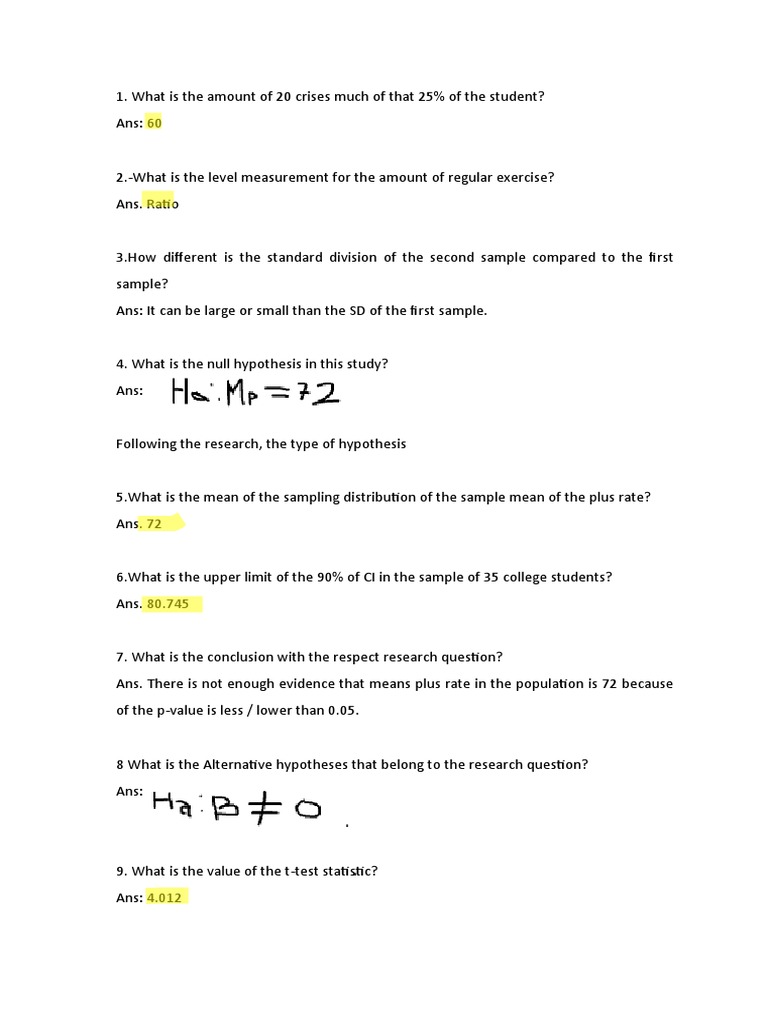 Statistic Practice Print | PDF