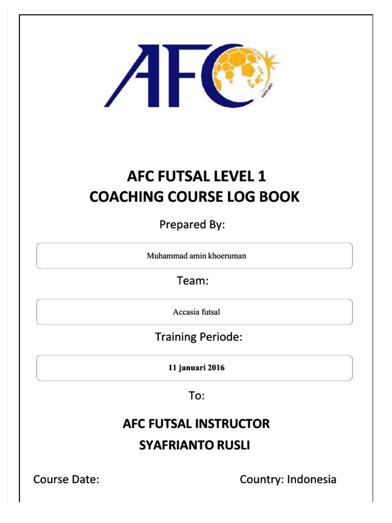 PDF Afc Futsal Level 1 Coaching Course Log Book Compress PDF