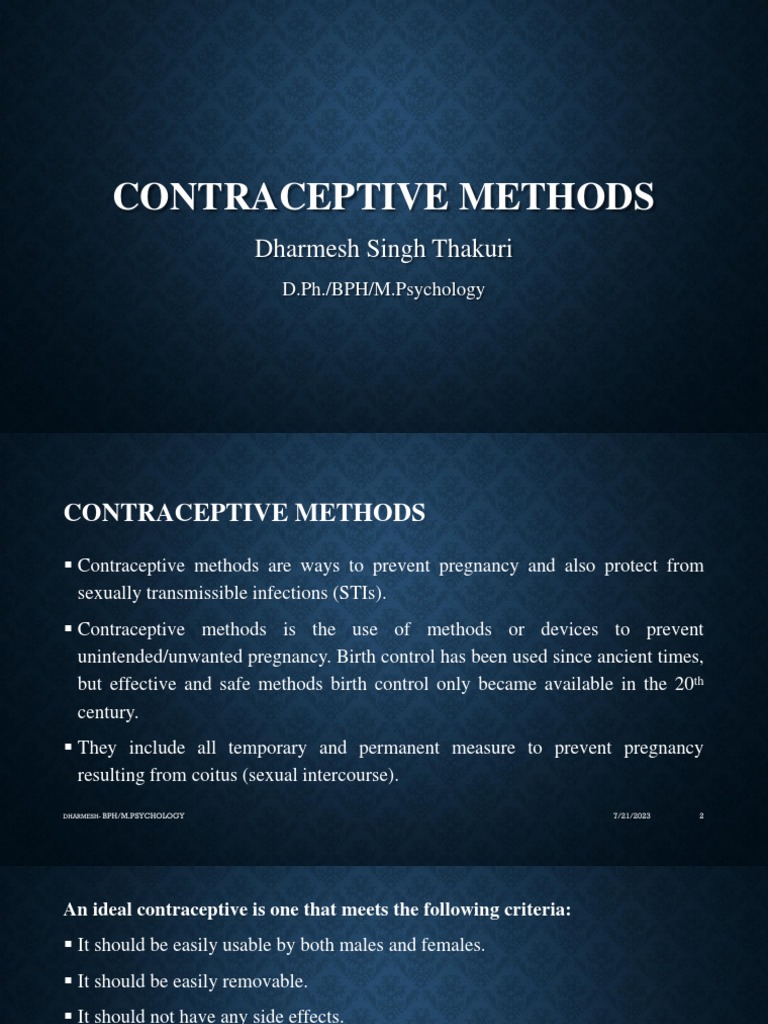 Contraceptive Methods PDF Birth Control Condom