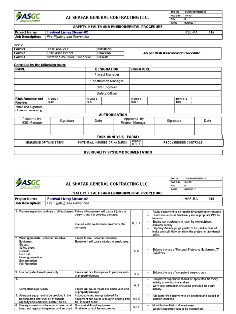 HSERA015 Fire Fighting and Prevention Rev 0 PDF Firefighting Personal Protective Equipment