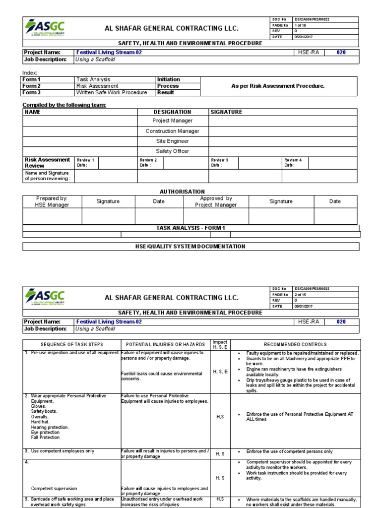 HSERA020 Using Scaffolding Rev 0 PDF
