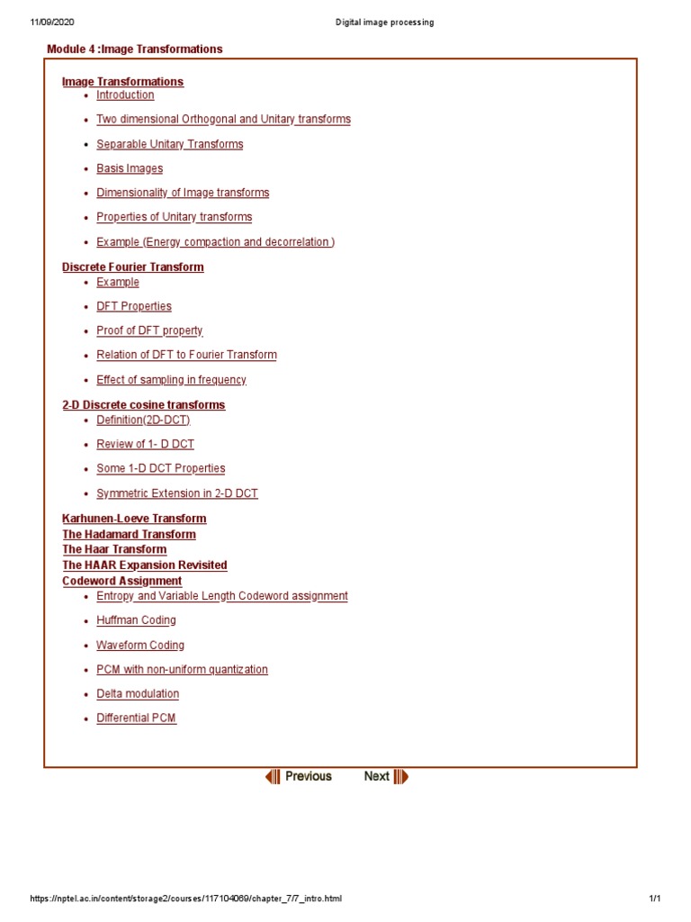 2.3 - Image Transforms Notes 1 - Sep11 | PDF