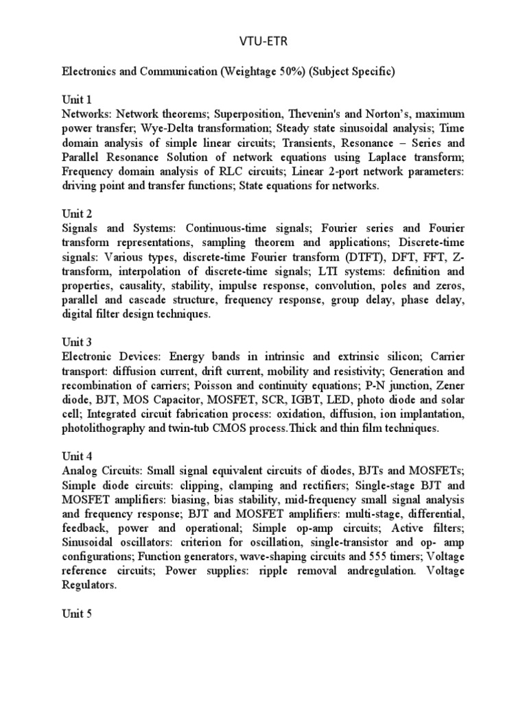 VTU ECE Syllabus Overview 2025 | PDF | Probability Distribution ...
