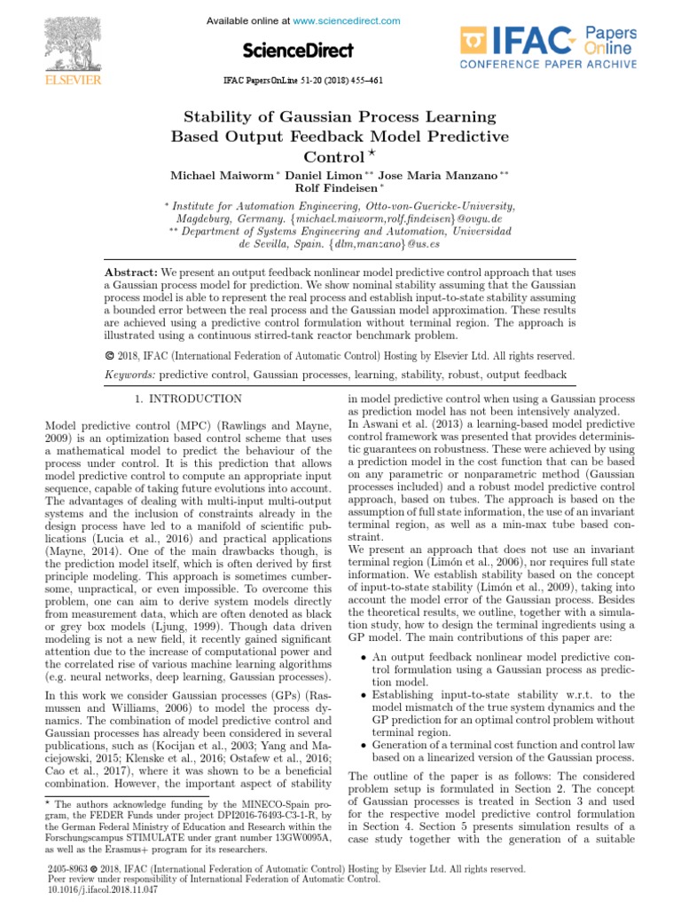 Gaussian Process in Model Predictive Control | PDF | Cybernetics ...