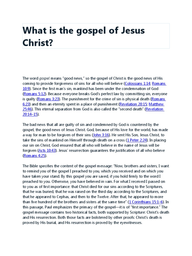 What Is The Gospel Of Jesus Christ Pdf The Gospel Jesus