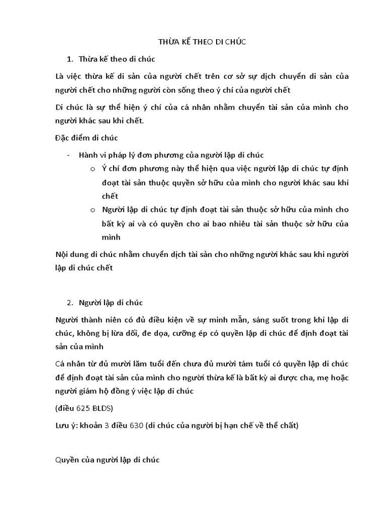 THỪA KẾ THEO DI CHÚC | PDF