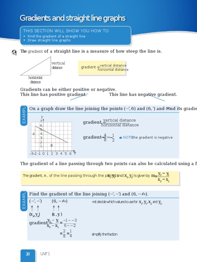 Gradients and Straight Line Graphs: This Section Will Show You How To | PDF