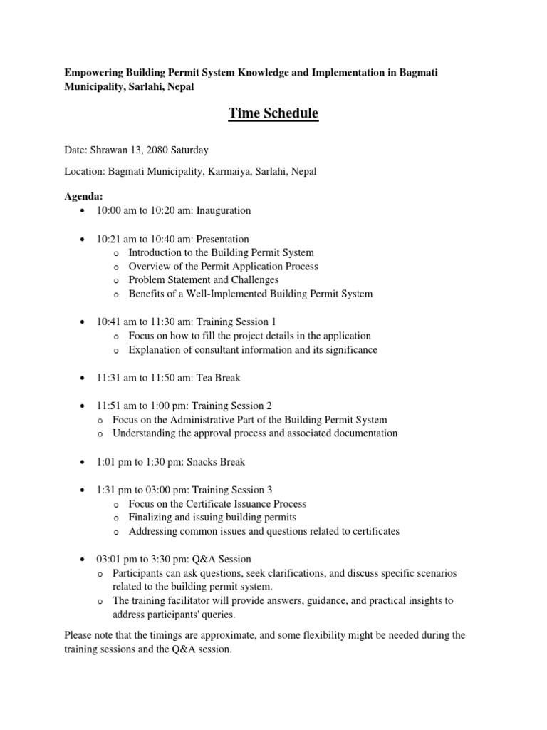 Bagmati BPS Trainning Schedule PDF